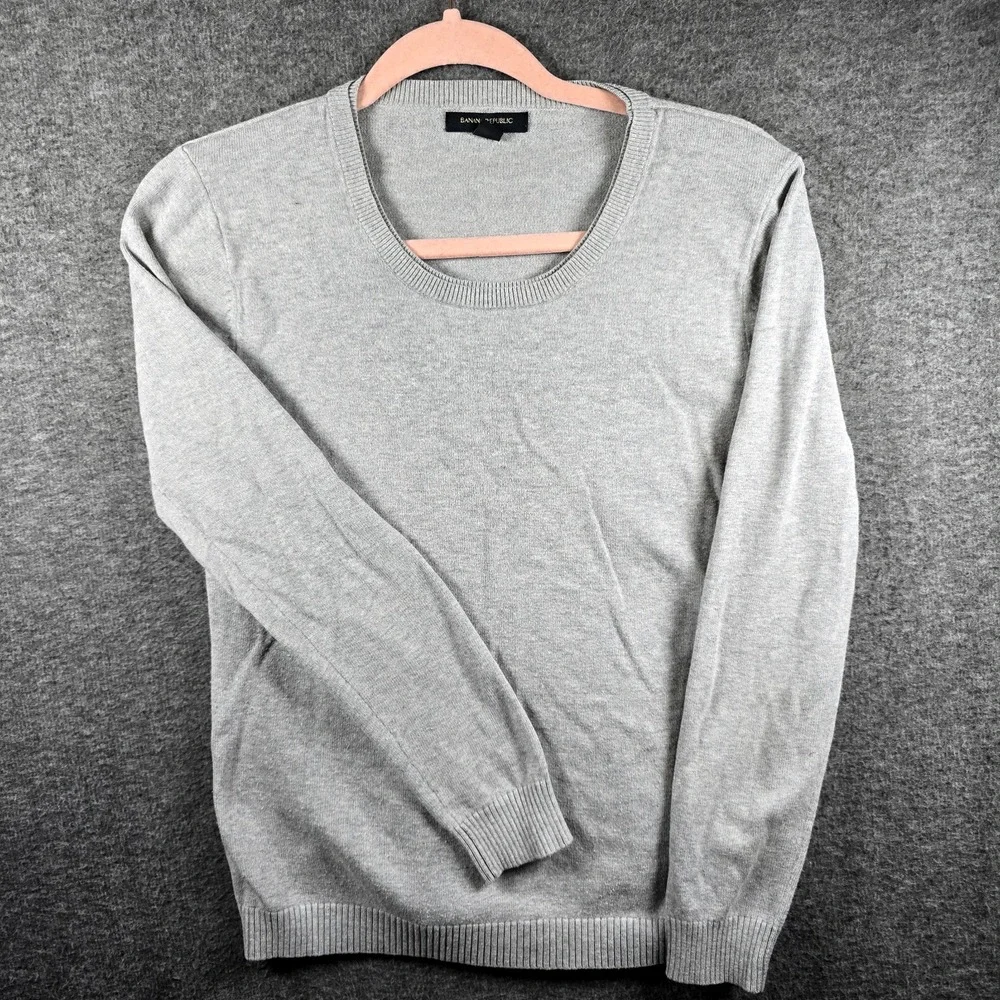 Banana Republic Women L Grey/Gray‎ Pullover Sweater W Button Side Closure
